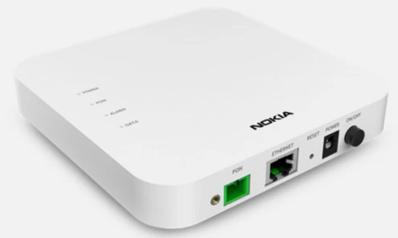 Nokia XS-010G-Q XGS PON ONT, 1x 100M/1G/2.5G, US power plug