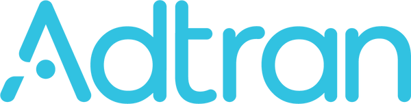Adtran logo in blue on a transparent background