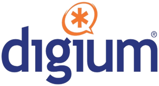 Digium logo with blue text and orange asterisk symbol